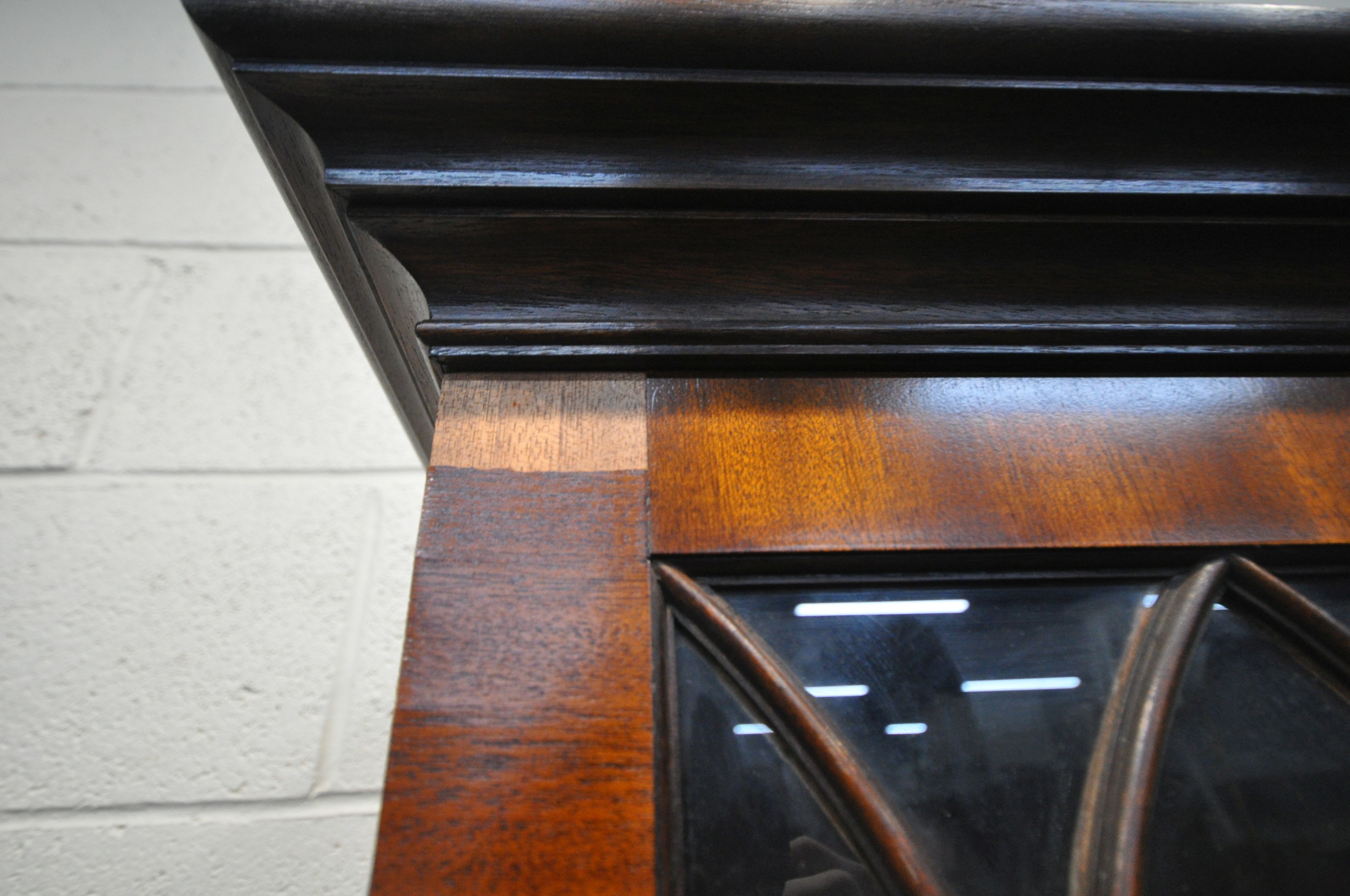 A BEVAN FUNNELL MAHOGANY BOOKCASE, with two glazed doors and two cupboard doors, width 106cm x depth - Image 5 of 5