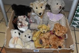 ONE BOX OF TEDDY BEARS, to include Russ Bears 'Gregory', 'Blair' and 'Sparky', a Trudy's Treasury Of