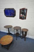 FOUR PIECES OF OCCASIONAL FURNITURE, to include a Georgian oak oval tripod table, three other