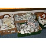 FIVE BOXES OF ASSORTED MIDWINTER TEA AND DINNER WARES ETC, patterns include Brown Jacobean, Blue