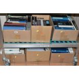 SIX BOXES OF BOOKS containing approximately sixty-eight miscellaneous titles in hardback format on