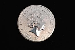 A 2oz FINE SILVER .999.9 2018 UNICORN OF SCOTLAND 5 POUND COIN, approximate gross weight 62.7 grams