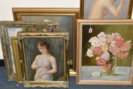 SIX 20TH CENTURY OIL PAINTINGS, comprising two still life flower studies by John M. Dowler,