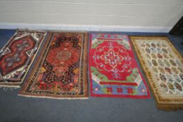 TWO WOOL PERSIAN RUGS, both of similar patterns, largest rug measurements, 155cm x 97cm, along