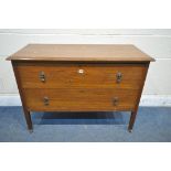 AN OAK CHEST OF TWO LONG DRAWERS, width 107cm depth 46cm x height 76cm (condition report: surface