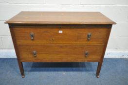 AN OAK CHEST OF TWO LONG DRAWERS, width 107cm depth 46cm x height 76cm (condition report: surface