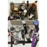 A BOX OF ASSORTED WRISTWATCHES, names to include Sekonda, Superdry, G&O, Timex, Ieke, Citron,