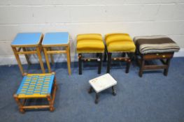 A SELECTION OF VARIOUS STOOLS, to include two pairs of stools, and three other stools (condition
