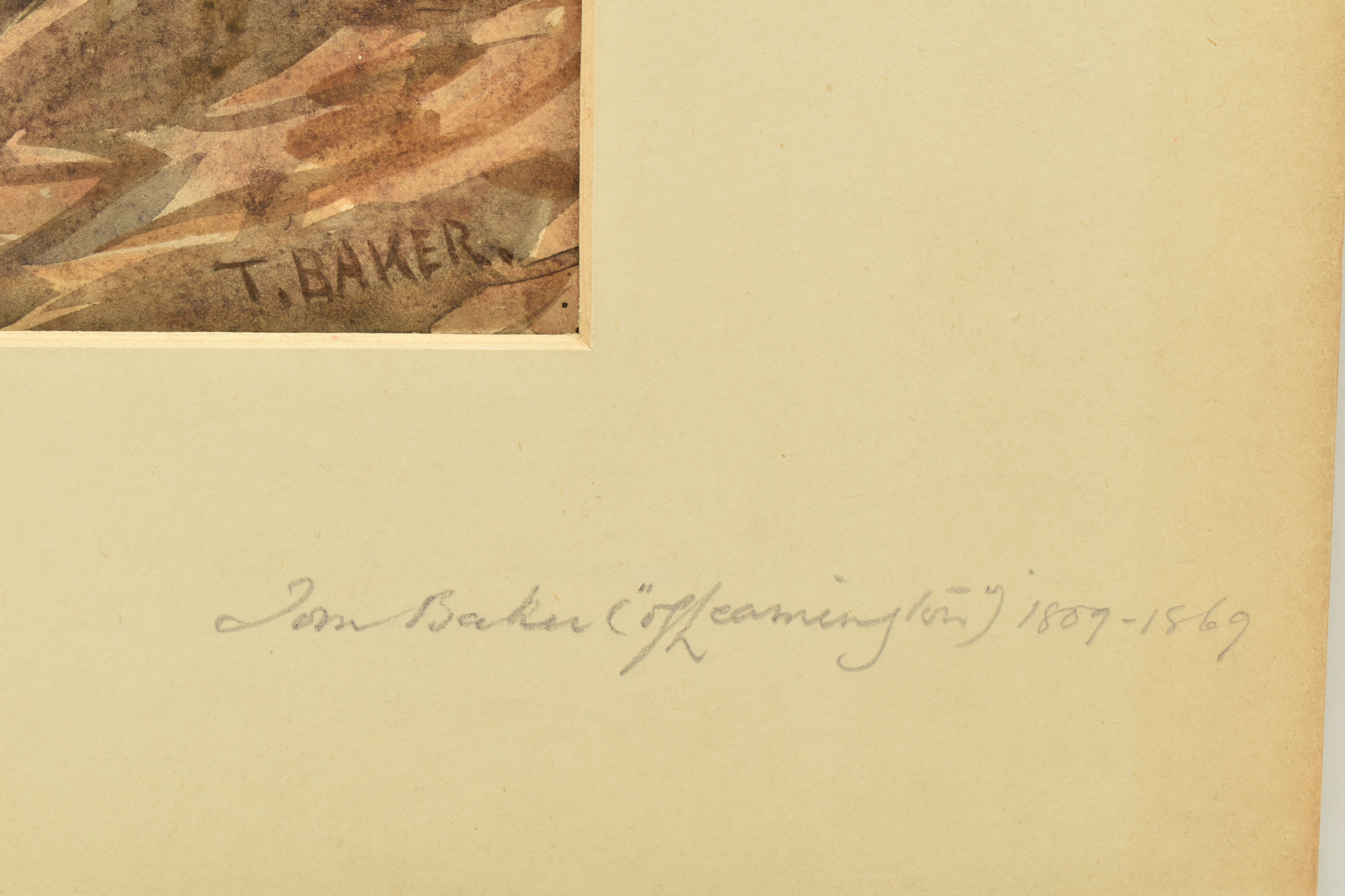 THOMAS BAKER OF LEAMINGTON (1809-1869) A RIVER LANDSCAPE, the rocky banks lined with trees, signed - Image 3 of 6