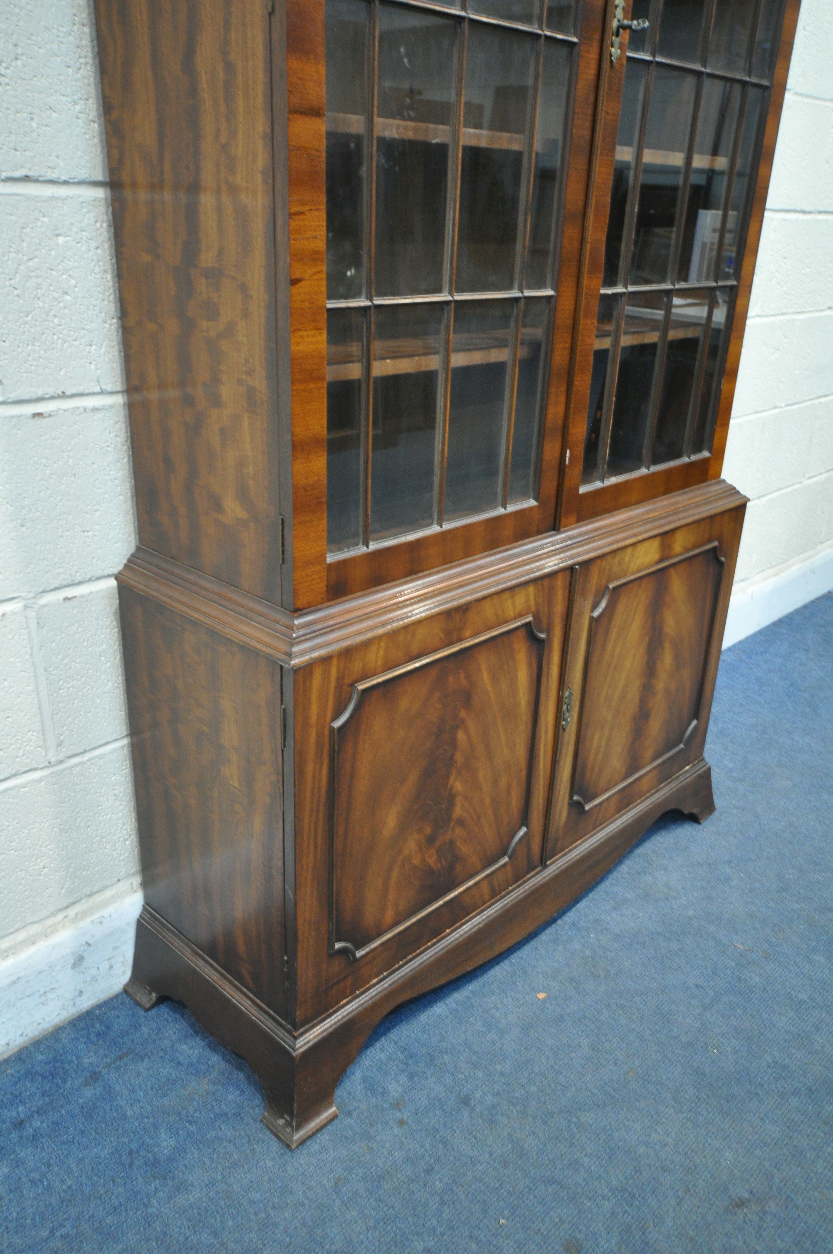 A BEVAN FUNNELL MAHOGANY BOOKCASE, with two glazed doors and two cupboard doors, width 106cm x depth - Image 2 of 5