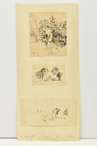 RANDOLPH CALDECOTT (1846-1886) THREE SMALL PEN AND INK SKETCHES, depicting a figure with a