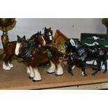 A COLLECTION OF BESWICK AND OTHER HORSE FIGURES, comprising a matt Beswick 'Black Beauty and