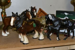 A COLLECTION OF BESWICK AND OTHER HORSE FIGURES, comprising a matt Beswick 'Black Beauty and