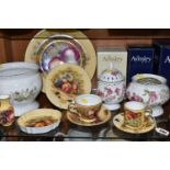 FOURTEEN PIECES OF AYNSLEY BONE CHINA, four pieces boxed, comprising in Orchard Gold pattern: a
