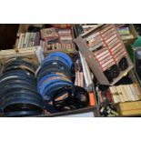 FIVE BOXES containing a large collection of PATHESCOPE 9.5mm Safety Film Reels (different spool