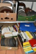 SIX BOXES OF VINTAGE FILM REELS, in different formats, silent and with sound, to include Walton