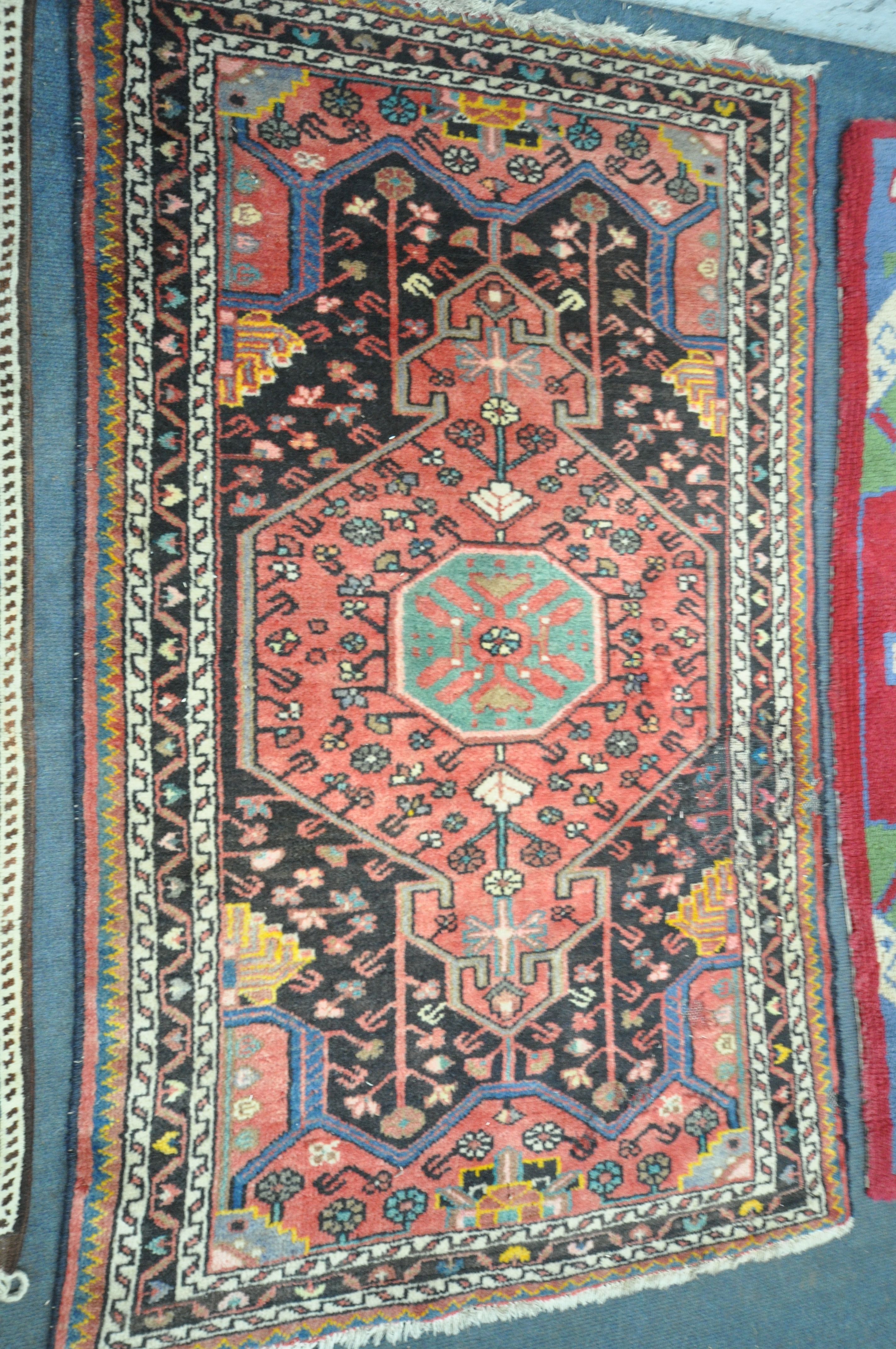 TWO WOOL PERSIAN RUGS, both of similar patterns, largest rug measurements, 155cm x 97cm, along - Image 3 of 6