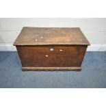 A 19TH CENTURY STAINED PINE TOOL CHEST, width 89cm x depth 38cm x height 47cm (condition report: