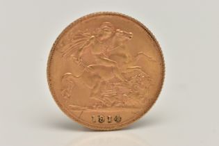 A GOLD HALF SOVEREIGN COIN, depicting George V, dated 1914, approximate gross weight 4.1 grams