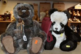 TWO CHARLIE BEARS, comprising number CB161676 Esme Panda 2016 designed by Isabelle Lee, a brown