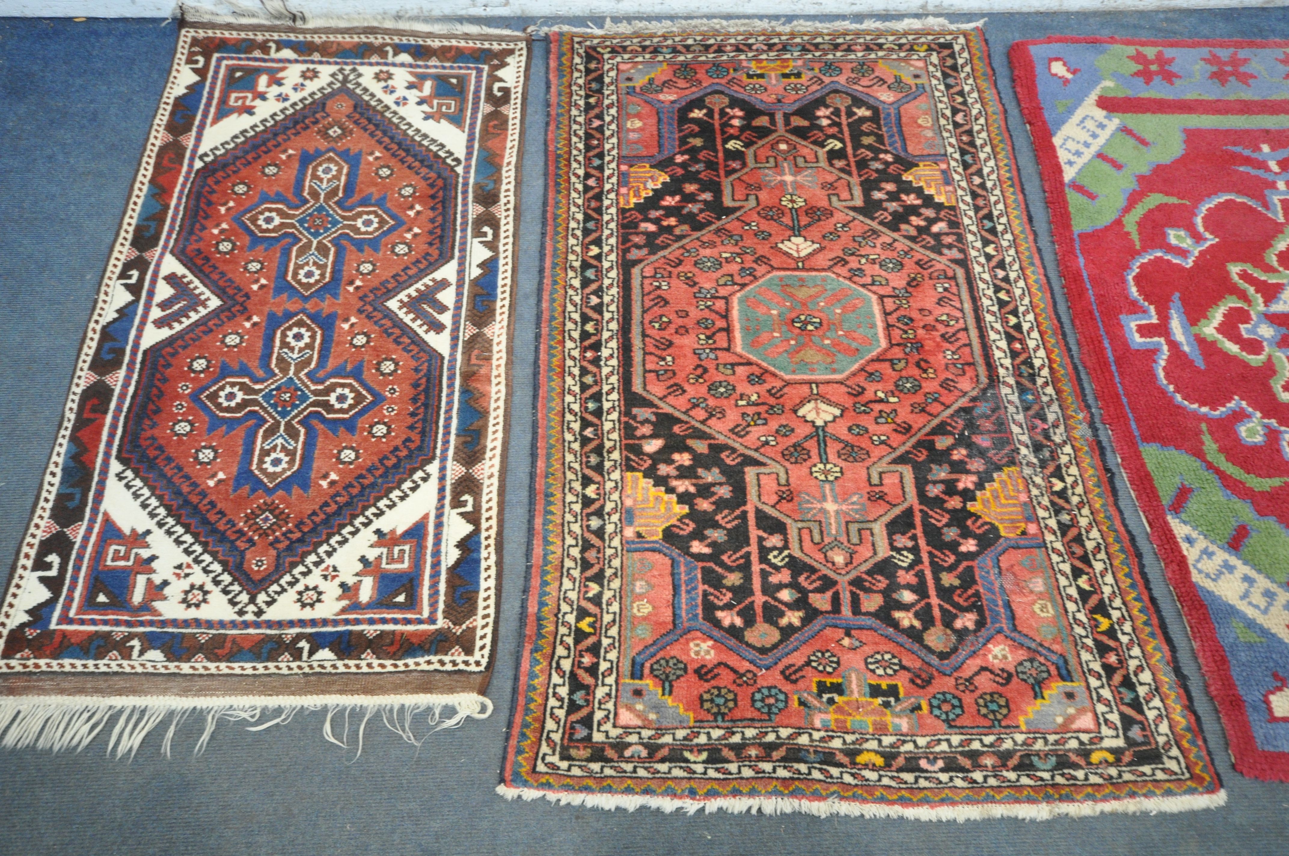 TWO WOOL PERSIAN RUGS, both of similar patterns, largest rug measurements, 155cm x 97cm, along - Image 2 of 6