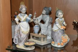 THREE LLADRO FIGURES INCLUDING TWO SPANISH GIRLS SCULPTED BY JUAN HUERTA, comprising Miss Valencia',