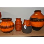 FOUR WEST GERMAN POTTERY AND DANISH POTTERY VASES, comprising a Lovemose Keramik shouldered