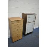 A TALL G PLAN TEAK CHEST OF SEVEN DRAWERS, width 61cm x depth 41cm x height 128cm, and a tall