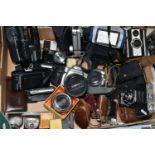 ONE BOX OF VINTAGE CAMERAS, to include Kodak Duo 620 camera, a Kodak Retina IIIc camera, a folding