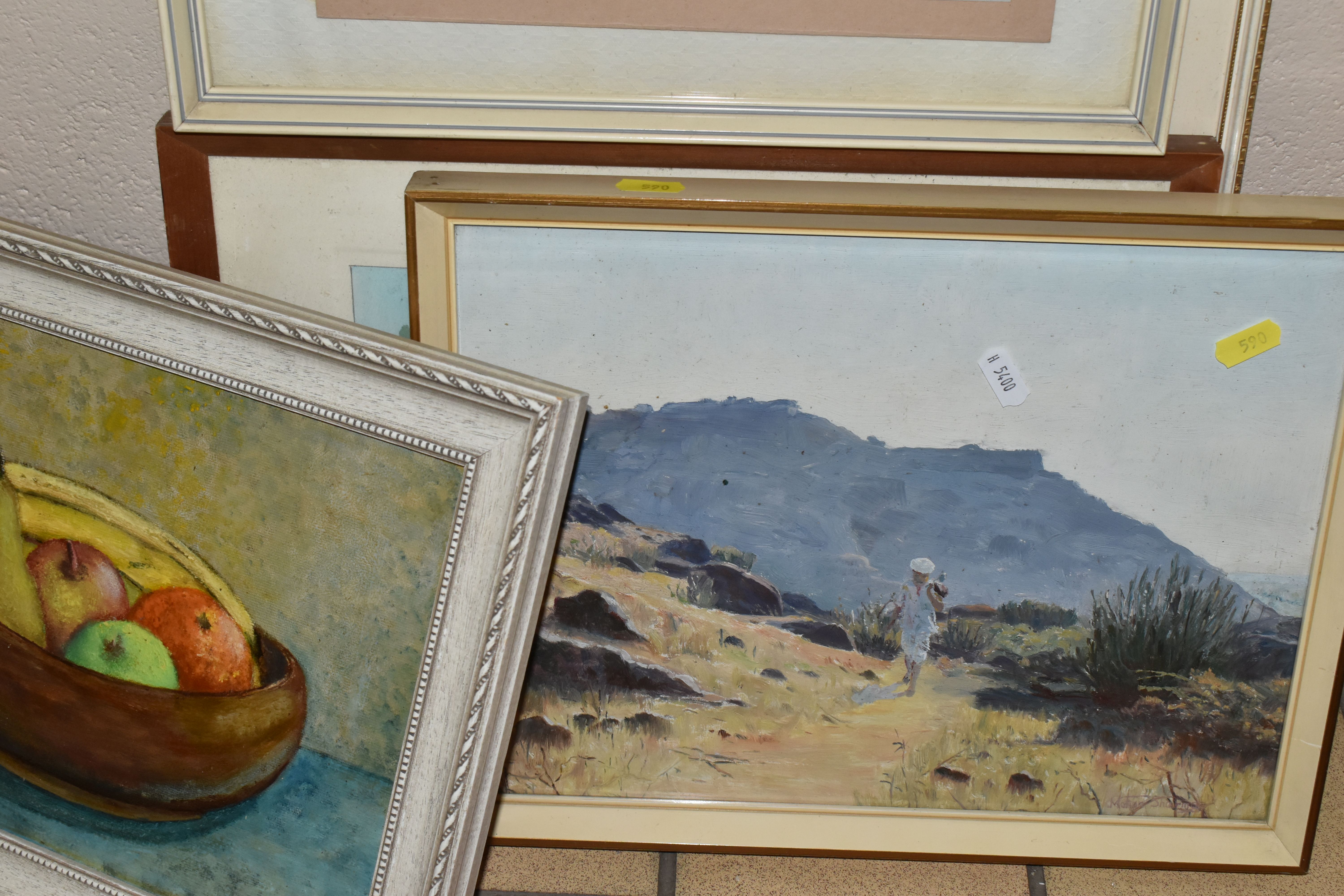 SIX 20TH CENTURY OILS AND WATERCOLOURS, comprising a Maltese view of Mdina signed Galia 1969, - Image 3 of 5