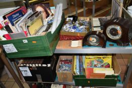 SEVEN BOXES AND LOOSE BOOKS, EPHEMERA, BADGES AND SUNDRY ITEMS, to include over fifty books with
