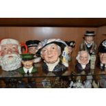 SEVEN ROYAL DOULTON CHARACTER JUGS, comprising D6759 Pearly Queen, D6744 The London Bobby, Winston
