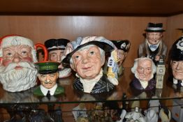 SEVEN ROYAL DOULTON CHARACTER JUGS, comprising D6759 Pearly Queen, D6744 The London Bobby, Winston