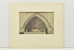 CIRCLE OF GEORGE CATTERMOLE (1800-1868) A STUDY OF THE TOMB OF A KNIGHT, initialled lower right,