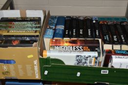 TWO BOXES OF BOOKS containing twenty-five titles in hardback format including several 1st Editions