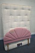 A SILENT NIGHT MIRACOIL ORTHO SUPREME 4FT6 DIVAN BED AND MATTRESS, along with a pink headboard (