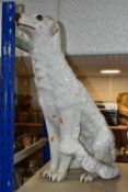 A LARGE CERAMIC BORZOI DOG FIGURE, height 72cm (1) (Condition Report: some visible crazing)