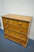 A PINE CHEST OF TWO SHORT OVER THREE LONG DRAWERS, width 97cm x depth 61cm x height 94cm (