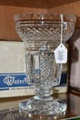 A BOXED WATERFORD CRYSTAL 'HIBERNIAN' PATTERN VASE, 61423-ND 227, height 21.5cm (1) (Condition