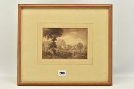 CIRCLE OF HENEAGE FINCH 4TH EARL OF AYLESFORD (1751-1812), A LANDSCAPE STUDY WITH DISTANT VILLAGE,