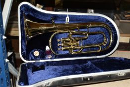 AN AMATI KRASLICE AAH 211 BRASS TENOR HORN, in fitted case, with mouthpiece (1) (Condition Report: