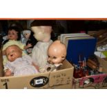 A QUANTITY OF ASSORTED VINTAGE TOYS AND DOLLS ETC., to include damaged and incomplete celluloid