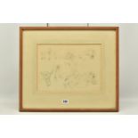 CIRCLE OF ROBERT HILLS (1796-1844), ELEVEN STUDIES OF ANIMALS ON ONE SHEET, no visible signature,