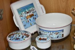 FOUR PIECES OF VILLEROY & BOCH TABLE AND GIFT WARES, in the 'Naif Christmas' pattern, comprising