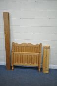 A PINE 3FT BEDSTEAD, with side rails, slats and bolts (condition report: minor surface marks)