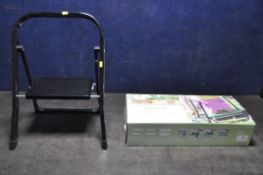 A BOXED GARDENERS MATE FOLD AWAY GARDEN KNEELER AND SEAT, and a folding single step ladder (2)
