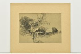 CIRCLE OF HENRY BRIGHT (1814-1873) LANDSCAPE WITH LAKE, a study of a landscape with trees beside a