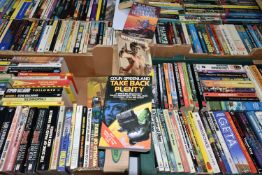 FOUR BOXES OF SCIENCE FICTION / HORROR BOOKS containing approximately 235* titles in paperback