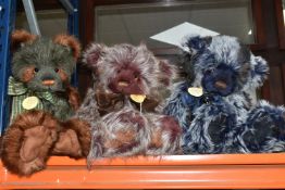 THREE CHARLIE BEARS TEDDY BEARS, 'Inca' (CB625137), 'Wotsit' (CB625131B) and 'Mulberry' (