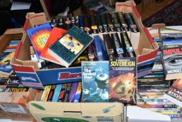 FOUR BOXES OF SCIENCE FICTION / HORROR BOOKS containing approximately 236* titles in paperback